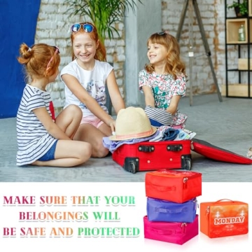 Paterr 7 Pcs Packing Cubes for Travel Kids Days of Week Compression Packing Cubes Colorful Luggage Organizers Suitcase Camp(10 x 8 x 5 Inch)