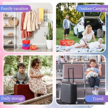 Paterr 7 Pcs Packing Cubes for Travel Kids Days of Week Compression Packing Cubes Colorful Luggage Organizers Suitcase Camp(10 x 8 x 5 Inch)