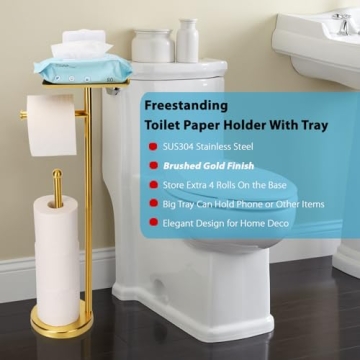 Noonext Gold Toilet Paper Holder Stand for Modern Baths