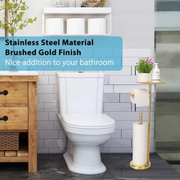 Noonext Gold Toilet Paper Holder Stand for Modern Baths