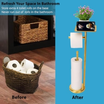 Noonext Gold Toilet Paper Holder Stand for Modern Baths