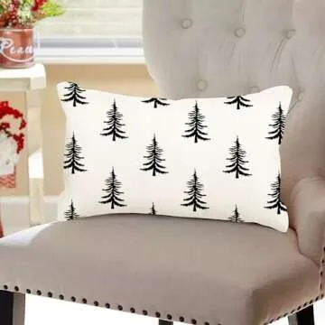 ADFLOOD Christmas Pillow Covers 12X20 Christmas Trees Decorative Throw Pillows Decoration Holiday Party Cushion Case for Home Couch Sofa