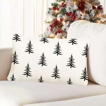 ADFLOOD Christmas Pillow Covers 12X20 Christmas Trees Decorative Throw Pillows Decoration Holiday Party Cushion Case for Home Couch Sofa