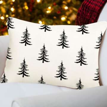 ADFLOOD Christmas Pillow Covers 12X20 Christmas Trees Decorative Throw Pillows Decoration Holiday Party Cushion Case for Home Couch Sofa