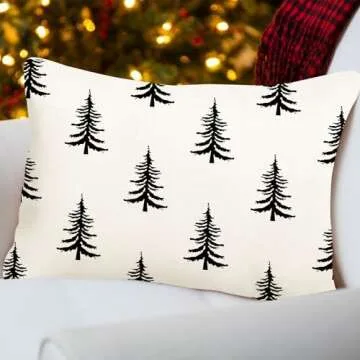 ADFLOOD Christmas Pillow Covers 12X20 Christmas Trees Decorative Throw Pillows Decoration Holiday Party Cushion Case for Home Couch Sofa