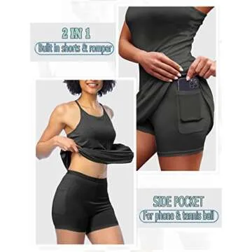 COOrun Women's Tennis Dress with Built-in Bra & Shorts Pocket