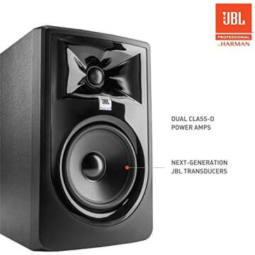 JBL Professional 305P MkII 5-Inch 2-Way Powered, Active Monitor Speakers for Near Field Music Production, Studio Monitor, Desktop Computer, Hi-Fi Audio. Sold as Pair, Black