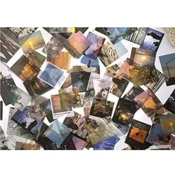 Kawaii Washi Paper Stickers Set (100 Pieces) Time Traveler Twilight Evening Scenery Decoration for Sealing Planner Calendar Journals DIY Decor Photo Album Scrapbooking