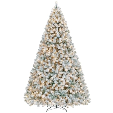 Yaheetech 9ft Pre-lit Christmas Tree with Snow Flocking