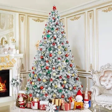 Yaheetech 9ft Pre-lit Christmas Tree with Snow Flocking