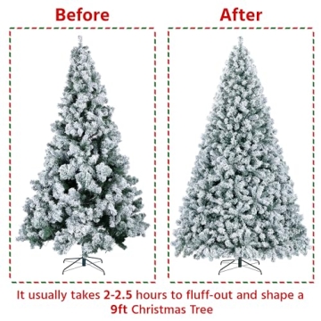Yaheetech 9ft Pre-lit Christmas Tree with Snow Flocking