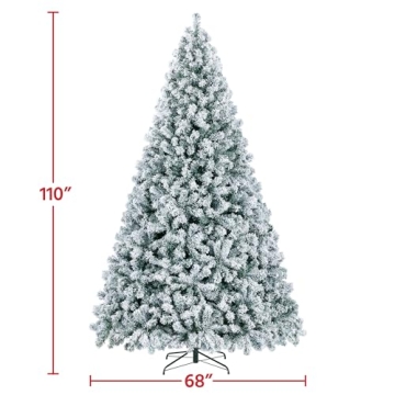 Yaheetech 9ft Pre-lit Christmas Tree with Snow Flocking