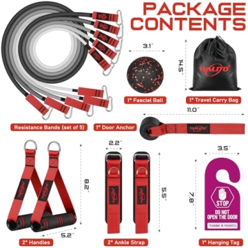 WALITO 150LBS Resistance Bands Set for Home Workouts