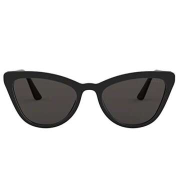 Prada Catwalk PR 01VS 1AB5S0 Black Plastic Cat-Eye Sunglasses Grey Lens