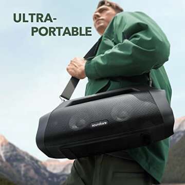 Soundcore Motion Boom Plus by Anker, IP67 Portable Speaker, 80W Stereo Sound, Custom EQ & BassUp, Bu...
