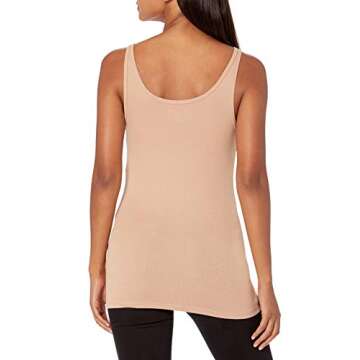 Amazon Essentials Women's Slim-Fit Thin Strap Tank Top, Pack of 2, Medium Beige, Small