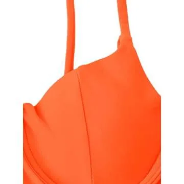 SweatyRocks Women's Sexy Bathing Suits Spaghetti Strap Floral Bikini Set Underwire Swimsuit Orange M
