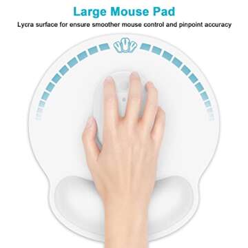 Dapesuom Ergonomic Mouse Pad with Wrist Support, Comfortable Memory Foam Wrist Rest for Easy Typing Pain Relief, Cute Computer Gaming Desktop Mouse Mat with Non-Slip Base for Laptop, Office, White