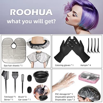 ROOHUA Hair Dye Supplies Kit with Tools for Home Use