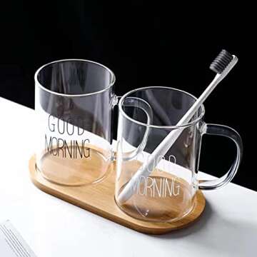 HOMEYES 460 ML 15.5 OZ Good Morning Clear Glass Cup For Coffee/Beer/Milk/Tea/Water