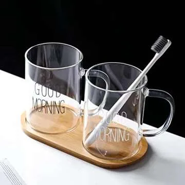 HOMEYES 460 ML 15.5 OZ Good Morning Clear Glass Cup For Coffee/Beer/Milk/Tea/Water