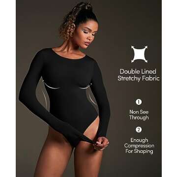 IUGA Long Sleeve Bodysuits for Women - Slimming Comfort & Chic Style