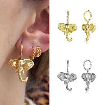 earrings Cute Animal Elephant Dangle 925 Sterling Silver Ear Buckle Hoop Earrings For Women Fashion ...