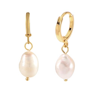 Hypoallergenic Pearl Huggie Hoop Earrings Elegant Style