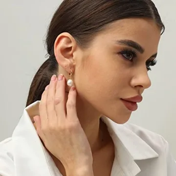 Hypoallergenic Pearl Huggie Hoop Earrings Elegant Style