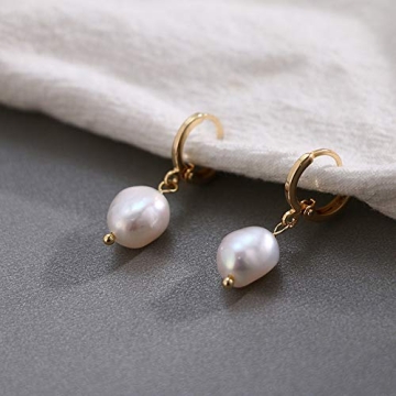 Hypoallergenic Pearl Huggie Hoop Earrings Elegant Style