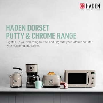 Haden Dorset 1.7 Liter Stainless Steel Electric Kettle, Hot Water Kettle with 360-Degree Base and Auto Shutoff, Putty & Chrome