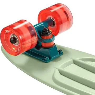 Retrospec Quip Mini Cruiser Skateboard 22.5" Classic Retro Plastic Cruiser Complete Skateboard with ABEC 7 Bearings and PU Wheels Compact Board w/Grippy, Molded Waffle Deck