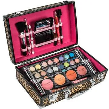 SHANY Leopard Makeup Train Case with Pro Makeup Set