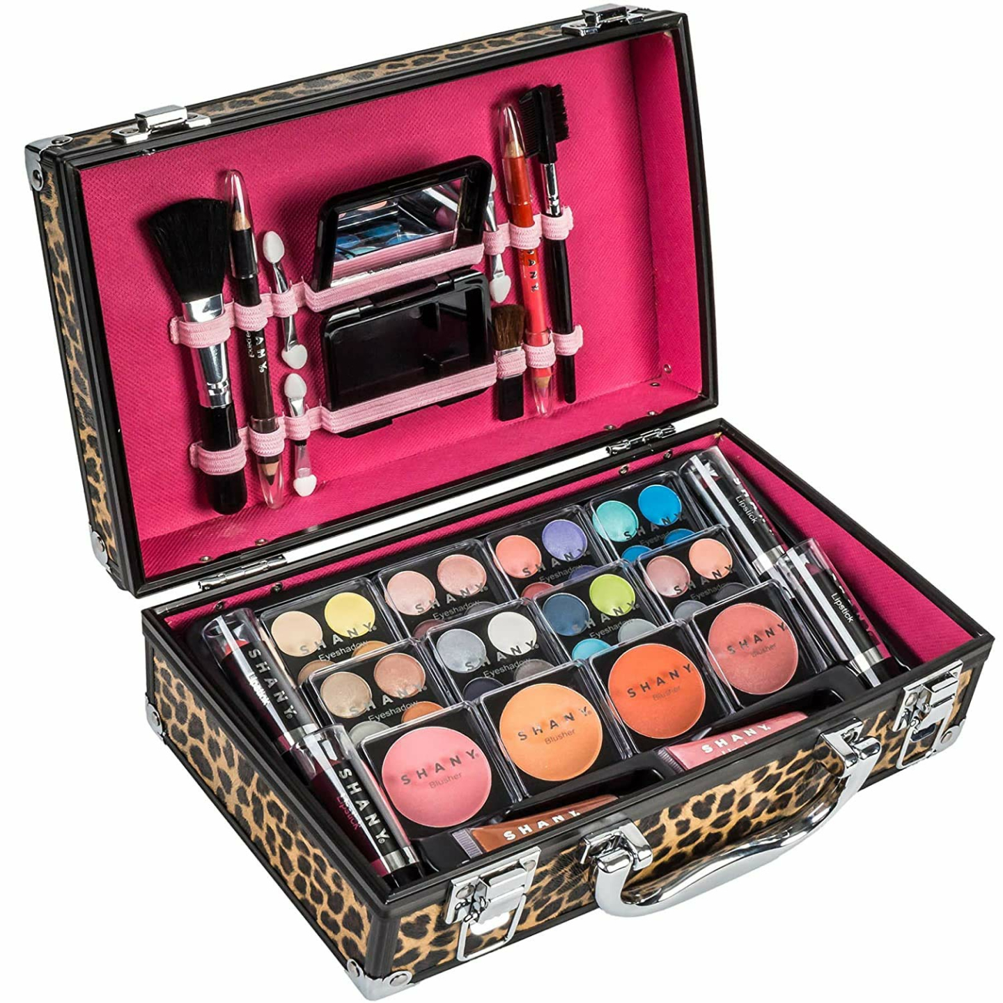 SHANY Leopard Makeup Train Case with Pro Makeup Set