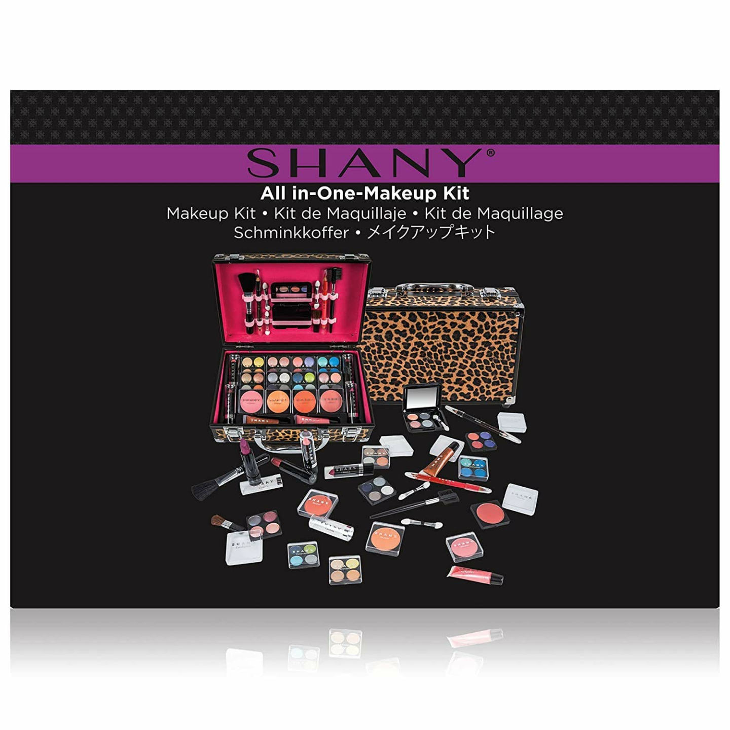 SHANY Leopard Makeup Train Case with Pro Makeup Set