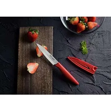 VITUER Paring knife, 4PCS Paring knives (4 Knives and 4 Knife cover), 4 Inch Peeling Knife, Fruit and Vegetable Knife, Ultra Sharp Kitchen Knives, German Steel, PP Plastic Handle