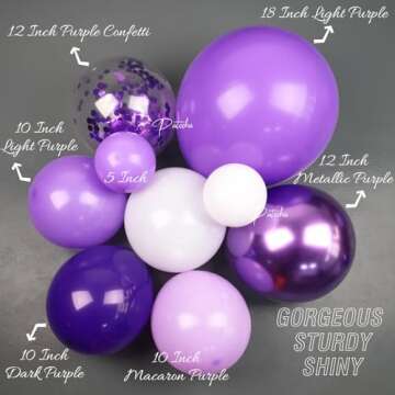 Pateeha Purple Balloon Arch Kit Butterfly Baby Shower Decorations for Girl 145pcs, Metallic Purple Balloons White Lavender Balloon Garland Kit Butterfly Stickers for Purple Birthday Decorations