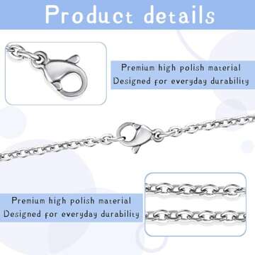 10 PCS Necklace Chains, Stainless Steel Cable Chain Necklace Silver Plated Bulk Necklace Extender for Jewelry Making DIY Supplies, 17.7 Inches (10)