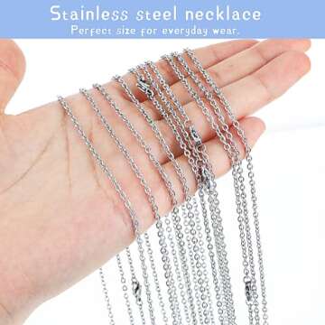 10 PCS Necklace Chains, Stainless Steel Cable Chain Necklace Silver Plated Bulk Necklace Extender for Jewelry Making DIY Supplies, 17.7 Inches (10)