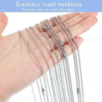 10 PCS Necklace Chains, Stainless Steel Cable Chain Necklace Silver Plated Bulk Necklace Extender for Jewelry Making DIY Supplies, 17.7 Inches (10)