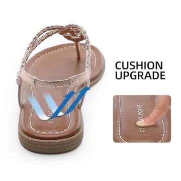 CentroPoint Women's Stylish Braided T-strap Flat Sandals