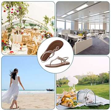 CentroPoint Women's Stylish Braided T-strap Flat Sandals