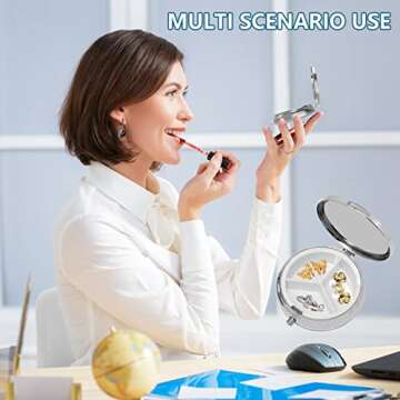 Pill Box 3 Compartment Medicine Pill Case,Portable Pill Box for Pocket or Purse Pill Box Decorative Metal Medicine Vitamin Organizer Unique Gift(Geometric Colorful Mandala)