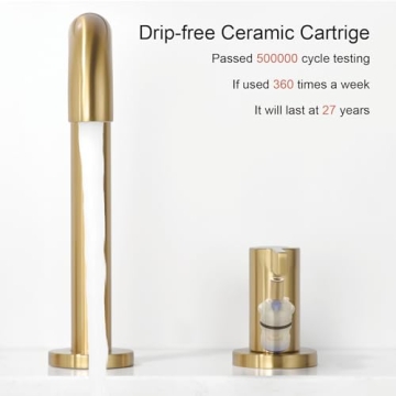 RKF Brushed Gold Bathroom Faucet with Drain for Sink