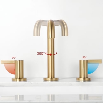 RKF Brushed Gold Bathroom Faucet with Drain for Sink