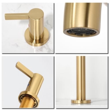 RKF Brushed Gold Bathroom Faucet with Drain for Sink