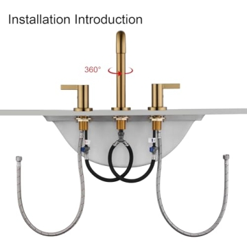RKF Brushed Gold Bathroom Faucet with Drain for Sink