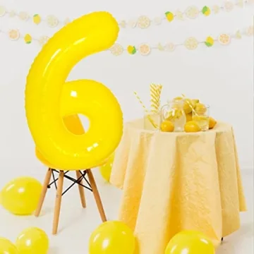 40 Inch Jumbo Yellow Number 6 Balloon for Celebrations