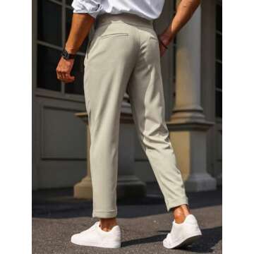 Floerns Men's Fold Pleated Tailored Pants Work Office Business Trousers Pants Apricot L
