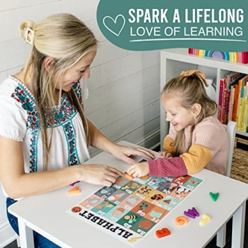 Hadley Designs 16 Retro Kids Educational Posters For Toddlers 1-3 - Learning Charts, Pre K Learning Posters For Toddlers 1-3, Alphabet Poster For Toddlers, Teacher Posters For Classroom Posters